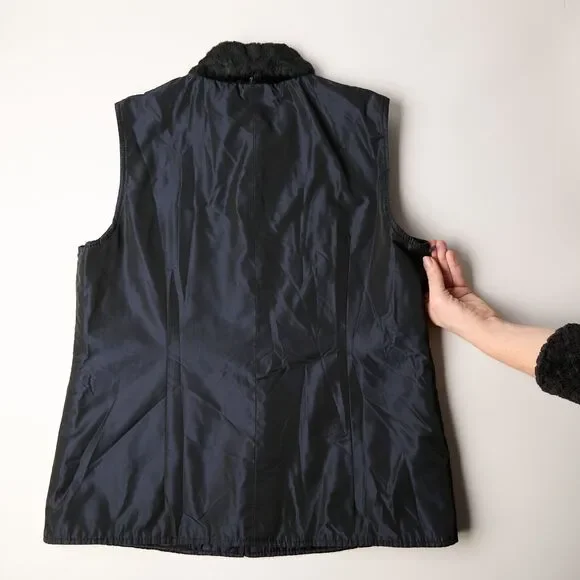 Vtg SV Sportswear Vest Women's L Iridescent Navy Zip 90s Outerwear Quiet Luxury - Picture 6 of 7